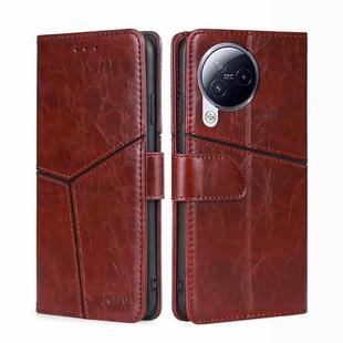 For Xiaomi Civi 3 5G Geometric Stitching Leather Phone Case(Dark Brown)