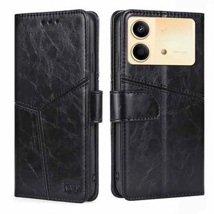 For Xiaomi Redmi Note 13R Pro 5G Geometric Stitching Leather Phone Case(Black)