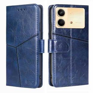 For Xiaomi Redmi Note 13R Pro 5G Geometric Stitching Leather Phone Case(Blue)