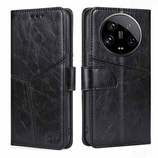 For Xiaomi 14 Ultra 5G Geometric Stitching Leather Phone Case(Black)