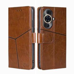 For Huawei nova 11 Pro 4G / 11 Ultra 4G Geometric Stitching Leather Phone Case(Light Brown)