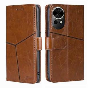 For Huawei nova 12 5G Geometric Stitching Leather Phone Case(Light Brown)