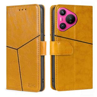 For Huawei Pura 70 5G Geometric Stitching Leather Phone Case(Yellow)