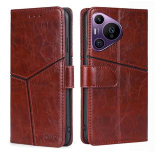 For Huawei Pura 70 Pro / 70 Pro+ 5G Geometric Stitching Leather Phone Case(Dark Brown)
