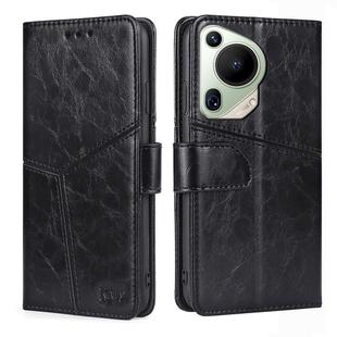 For Huawei Pura 70 Ultra 5G Geometric Stitching Leather Phone Case(Black)