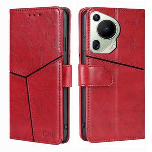For Huawei Pura 70 Ultra 5G Geometric Stitching Leather Phone Case(Red)