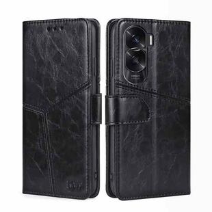 For Honor X50i 5G / 9 Lite Geometric Stitching Leather Phone Case(Black)