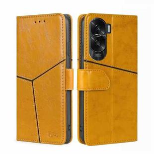 For Honor X50i 5G / 9 Lite Geometric Stitching Leather Phone Case(Yellow)