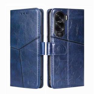 For Honor X50i 5G / 9 Lite Geometric Stitching Leather Phone Case(Blue)