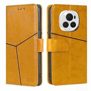 For Honor Magic6 Pro Geometric Stitching Leather Phone Case(Yellow)