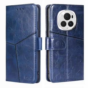 For Honor Magic6 Pro Geometric Stitching Leather Phone Case(Blue)