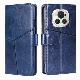 For Honor Magic6 Geometric Stitching Leather Phone Case(Blue)