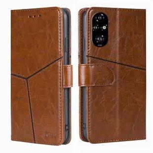 For Honor 200 Pro 5G Geometric Stitching Leather Phone Case(Light Brown)