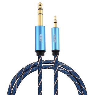 EMK 3.5mm Jack Male to 6.35mm Jack Male Gold Plated Connector Nylon Braid AUX Cable for Computer / X-BOX / PS3 / CD / DVD, Cable Length:1m(Dark Blue)