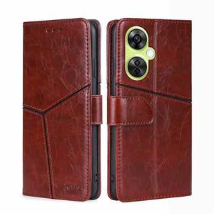 For OnePlus Nord CE 3 Lite 5G Geometric Stitching Leather Phone Case(Dark Brown)