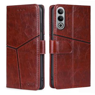 For OnePlus Nord CE4 Geometric Stitching Leather Phone Case(Dark Brown)