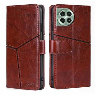 For OnePlus Ace 3 Pro 5G Geometric Stitching Leather Phone Case(Dark Brown)