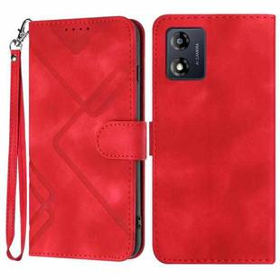 For Motorola Moto E13 Line Pattern Skin Feel Leather Phone Case(Red)