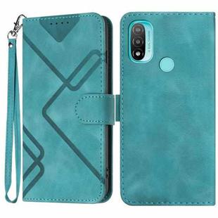 For Motorola Moto E20 / E30 / E40 Line Pattern Skin Feel Leather Phone Case(Light Blue)