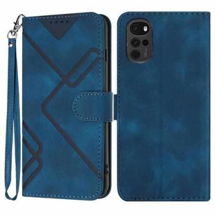 For Motorola Moto G22 Line Pattern Skin Feel Leather Phone Case(Royal Blue)