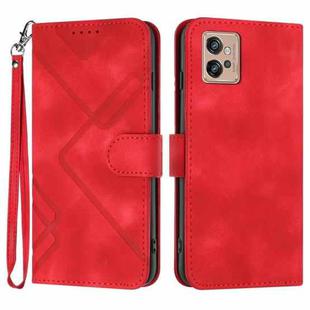 For Motorola Moto G32 Line Pattern Skin Feel Leather Phone Case(Red)