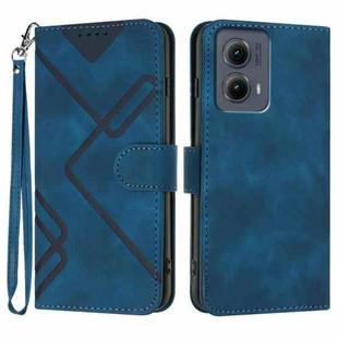 For Motorola Edge 5G 2024 Line Pattern Skin Feel Leather Phone Case(Royal Blue)