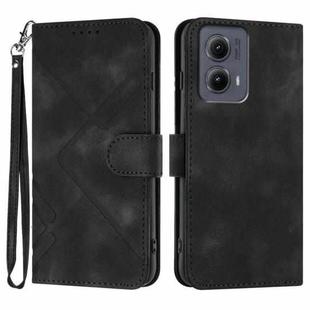 For Motorola Edge 5G 2024 Line Pattern Skin Feel Leather Phone Case(Black)