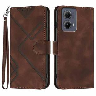 For Motorola Edge 5G 2024 Line Pattern Skin Feel Leather Phone Case(Coffee)