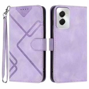 For Motorola Moto G Power 5G 2024 Line Pattern Skin Feel Leather Phone Case(Light Purple)