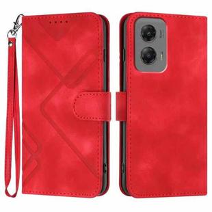 For Motorola Moto G Stylus 5G 2024 Line Pattern Skin Feel Leather Phone Case(Red)