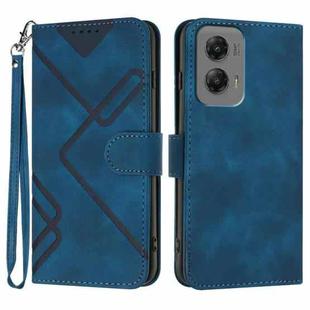 For Motorola Moto G Stylus 5G 2024 Line Pattern Skin Feel Leather Phone Case(Royal Blue)