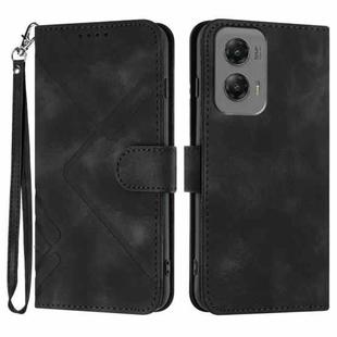 For Motorola Moto G Stylus 5G 2024 Line Pattern Skin Feel Leather Phone Case(Black)