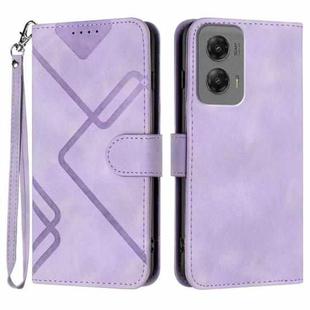 For Motorola Moto G Stylus 5G 2024 Line Pattern Skin Feel Leather Phone Case(Light Purple)