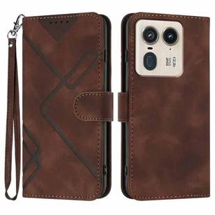 For Motorola Moto X50 Ultra Line Pattern Skin Feel Leather Phone Case(Coffee)