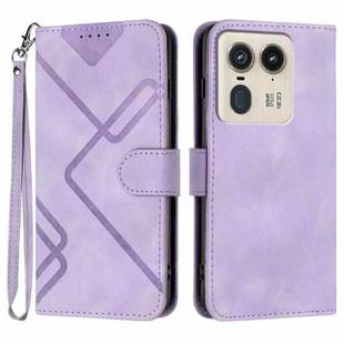 For Motorola Moto X50 Ultra Line Pattern Skin Feel Leather Phone Case(Light Purple)