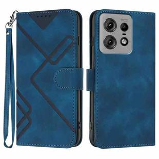 For Motorola Edge 50 Pro Line Pattern Skin Feel Leather Phone Case(Royal Blue)