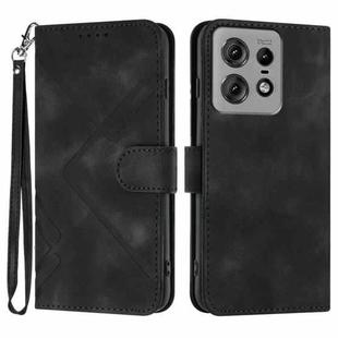 For Motorola Edge 50 Pro Line Pattern Skin Feel Leather Phone Case(Black)