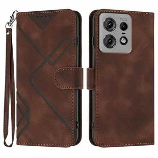 For Motorola Edge 50 Pro Line Pattern Skin Feel Leather Phone Case(Coffee)