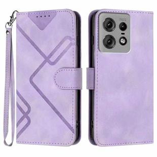 For Motorola Edge 50 Pro Line Pattern Skin Feel Leather Phone Case(Light Purple)