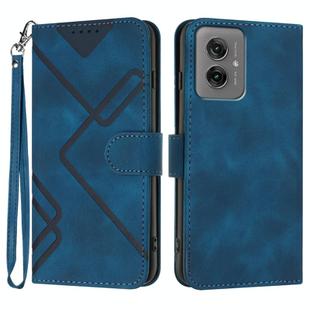 For Motorola Moto G55 Line Pattern Skin Feel Leather Phone Case(Royal Blue)