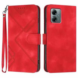 For Motorola Moto G Play 2025 / G Power 2025 Line Pattern Skin Feel Leather Phone Case(Red)