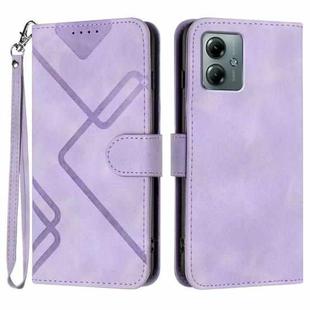 For Motorola Moto G Play 2025 / G Power 2025 Line Pattern Skin Feel Leather Phone Case(Light Purple)