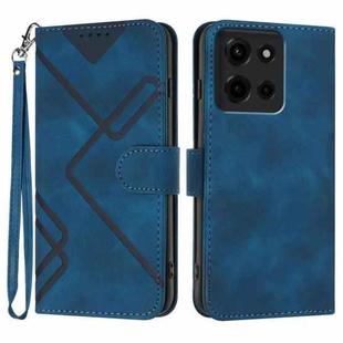 For Motorola Moto G 2025 Line Pattern Skin Feel Leather Phone Case(Royal Blue)