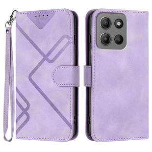 For Motorola Moto G15 Line Pattern Skin Feel Leather Phone Case(Light Purple)