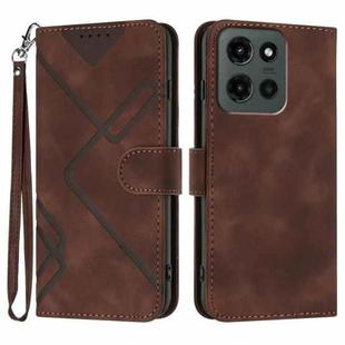 For Motorola Moto G Stylus 5G 2025 Line Pattern Skin Feel Leather Phone Case(Coffee)