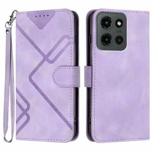 For Motorola Moto G Stylus 5G 2025 Line Pattern Skin Feel Leather Phone Case(Light Purple)