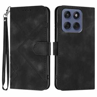 For Motorola Edge 60 Fusion / Edge 5G 2025 Line Pattern Skin Feel Leather Phone Case(Black)