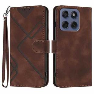 For Motorola Edge 60 Fusion / Edge 5G 2025 Line Pattern Skin Feel Leather Phone Case(Coffee)