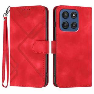 For Motorola Edge 60 Line Pattern Skin Feel Leather Phone Case(Red)