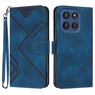 For Motorola Edge 60 Line Pattern Skin Feel Leather Phone Case(Royal Blue)